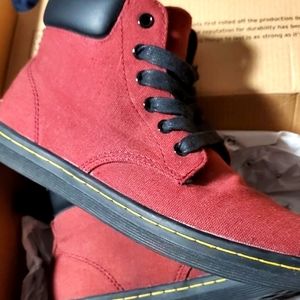 Women Dr. Martens Maelly Cherry red canvas boots